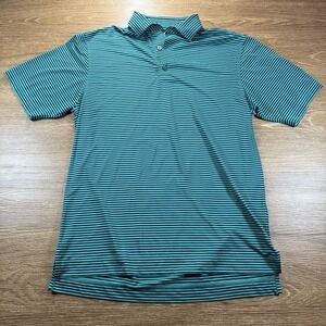 FootJoy Men's S Golf Polo Shirt Green Blue Striped Short Sleeve Performance